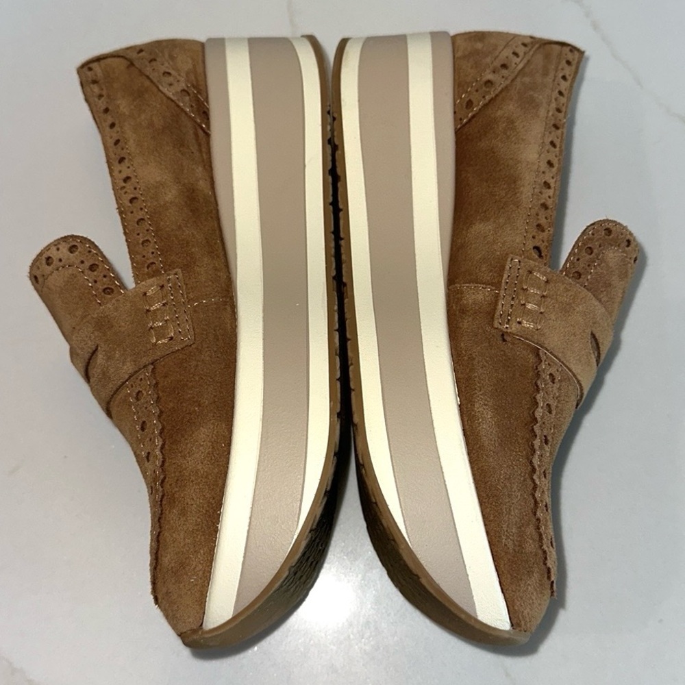 Dolce Vita Tan Suede Platform Penny Loafers - Picture 10 of 13